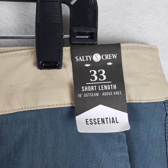 Salty Crew Men's Size 33 Essential Quick Dry Board Shorts Navy Beige Stripes New - Picture 3 of 10